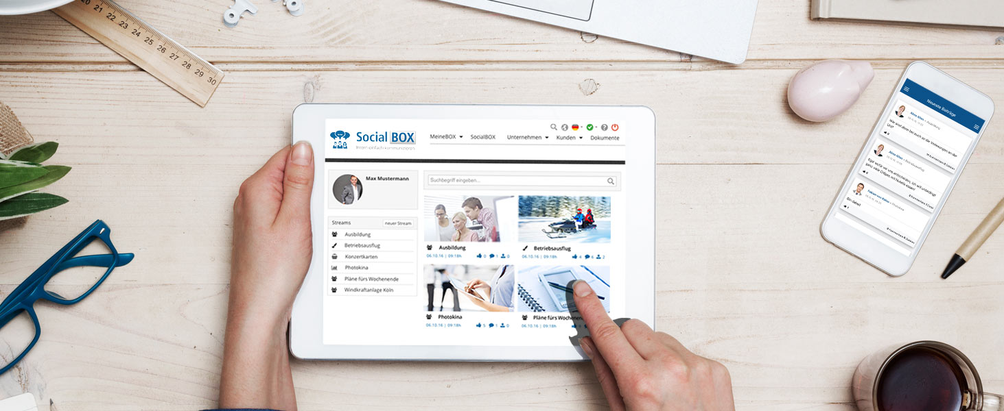 Kontakt Slider SocialBOX App Produkt